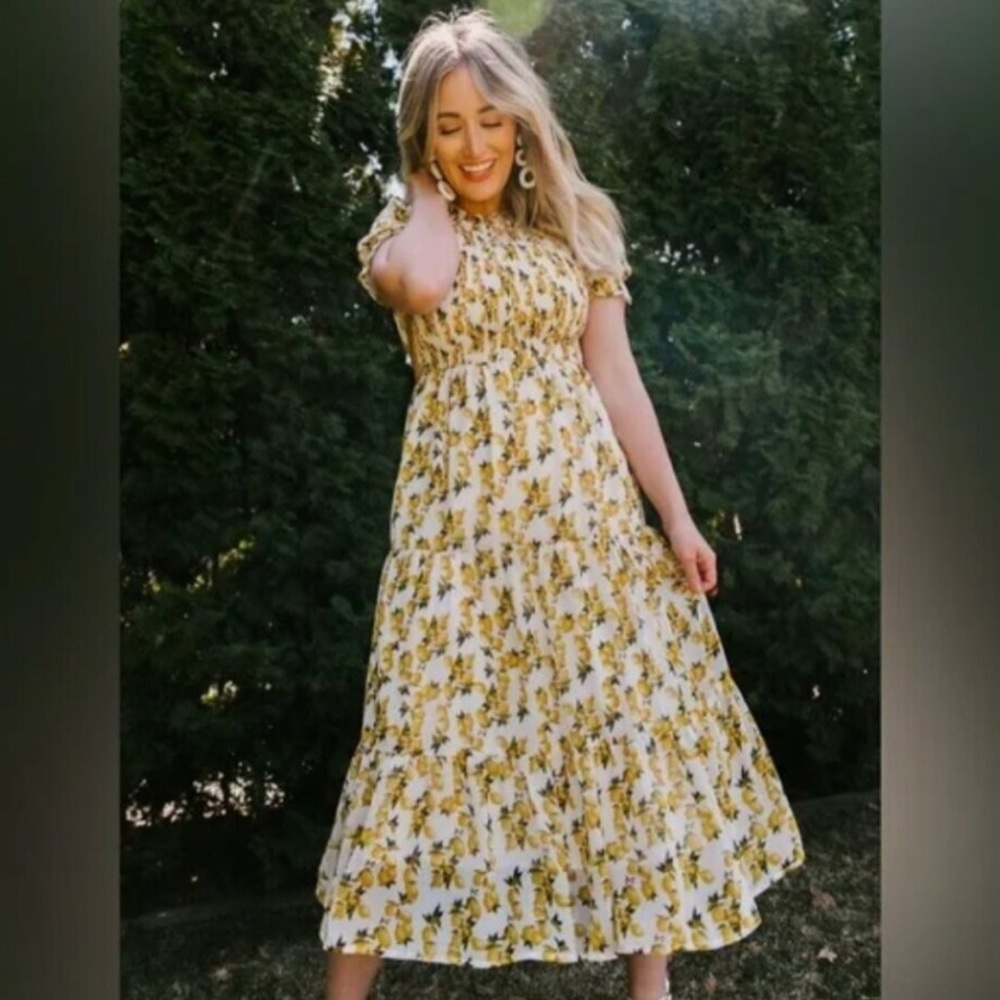 Floral Yellow and White Maxi Dress